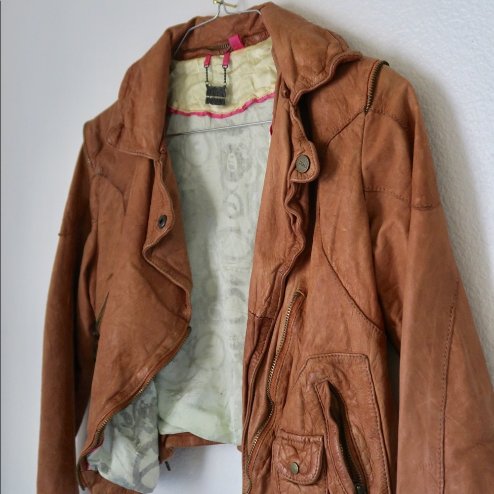 Cropped Leather Moto Jacket by DOMA